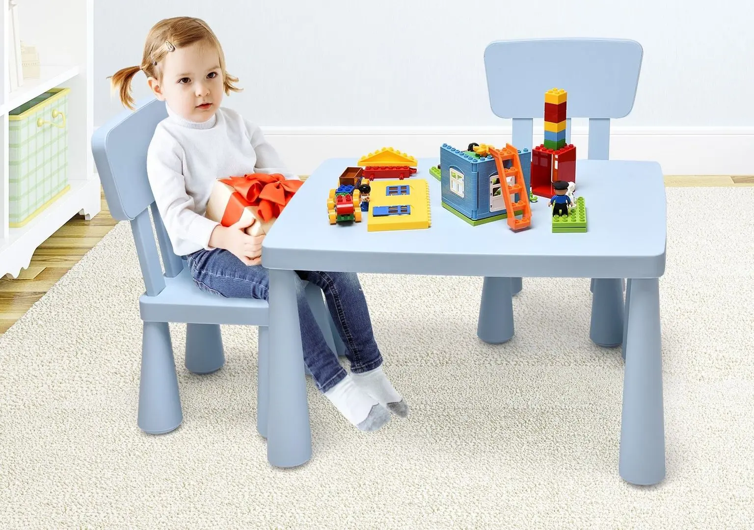 Set masa+2 scaune Costway HW66810BL (Blue)