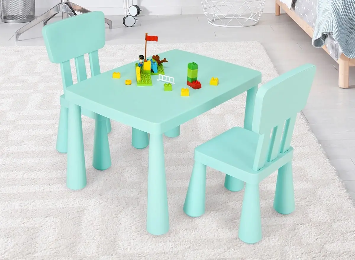 Set masa+2 scaune Costway HW66810GN (Mint)