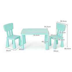 Set masa+2 scaune Costway HW66810GN (Mint) Thumb