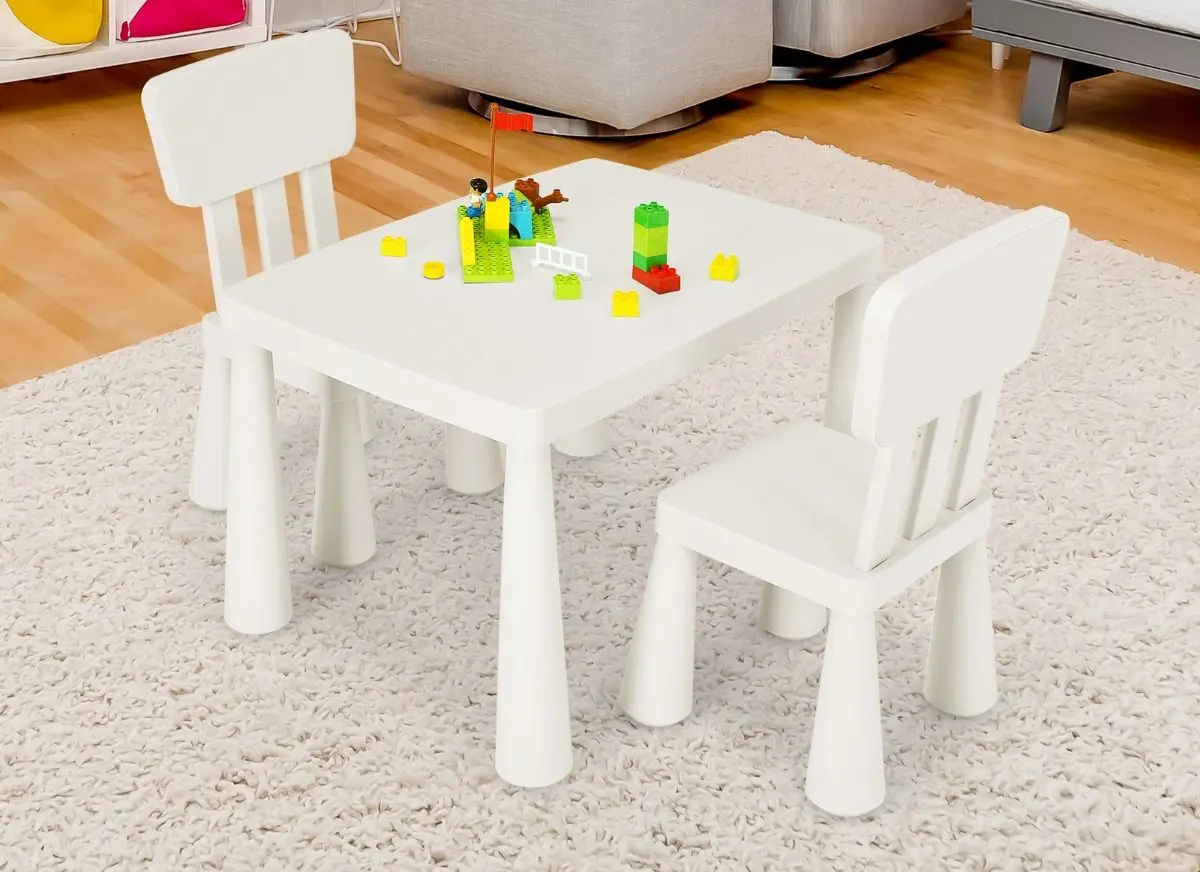 Set masa+2 scaune Costway HW66810WH (White)