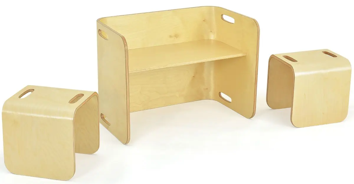 Set masa+2 scaune Costway HY10091NA (Natural)