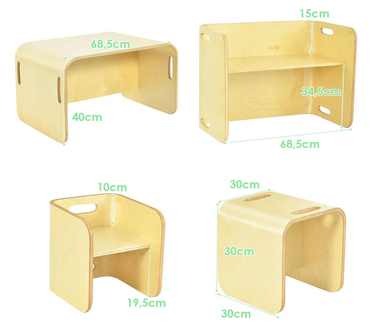 Set masa+2 scaune Costway HY10091NA (Natural)