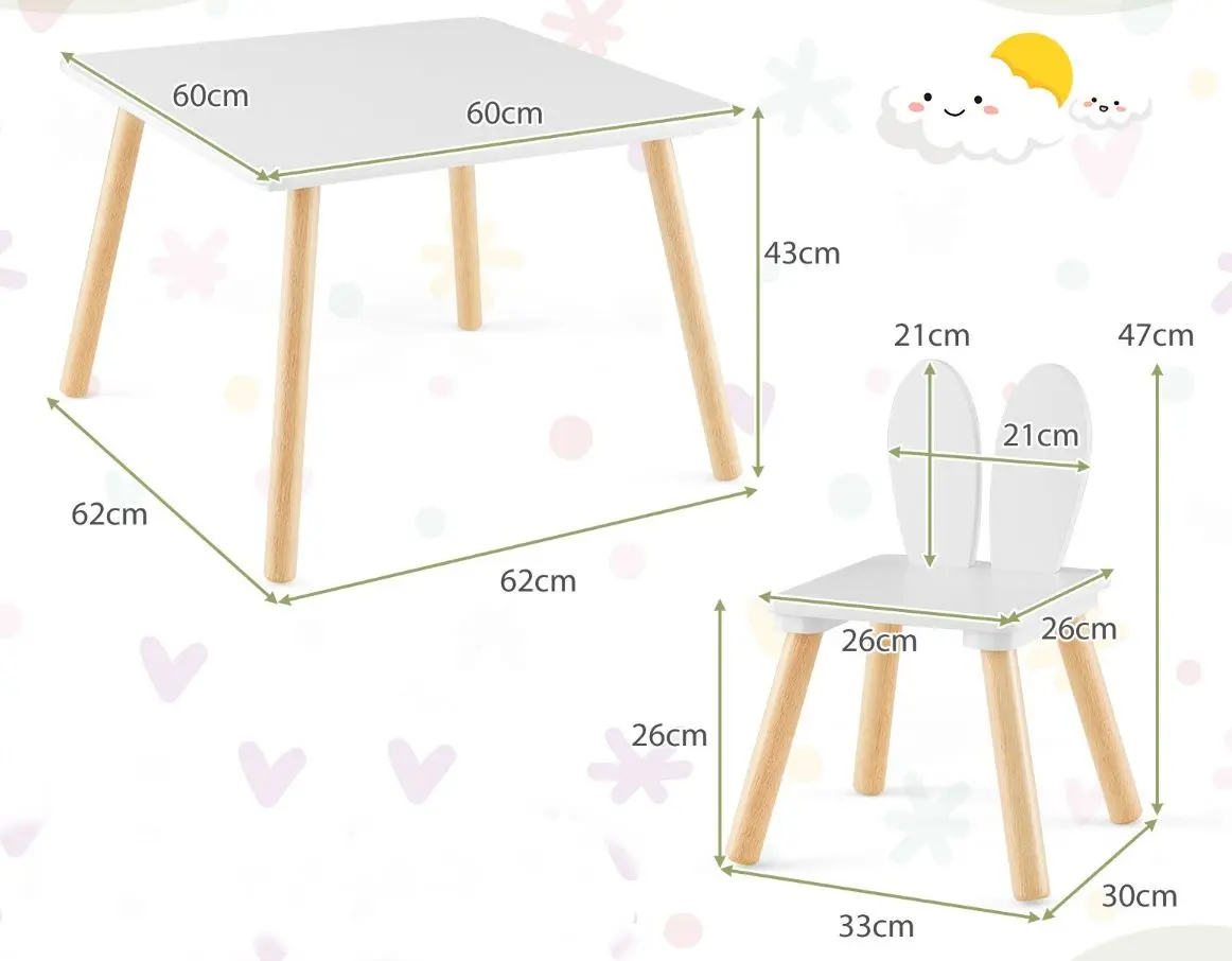 Set masa+2 scaune Costway HY10103WH (White) - 4