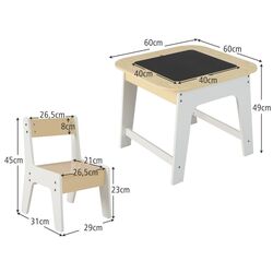 Set masa+2 scaune Costway HY10104YW (White/Natural) Thumb