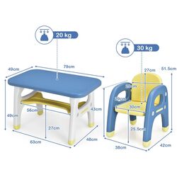 Набор стол+стульчик Costway BB5623BL (Blue) Thumb