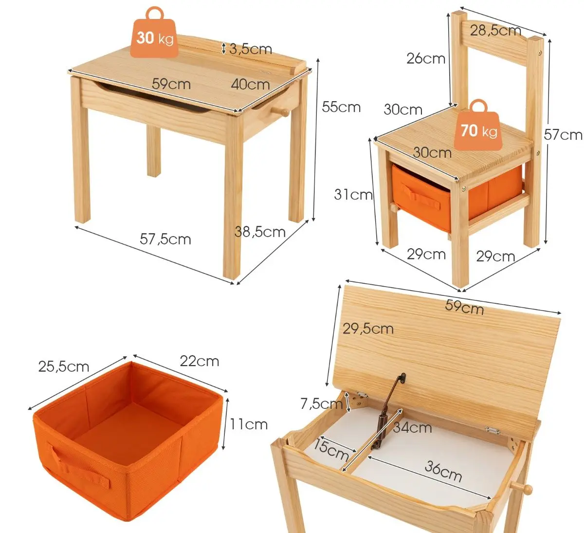 Set masa+scaun Costway HY10077NA (Natural)
