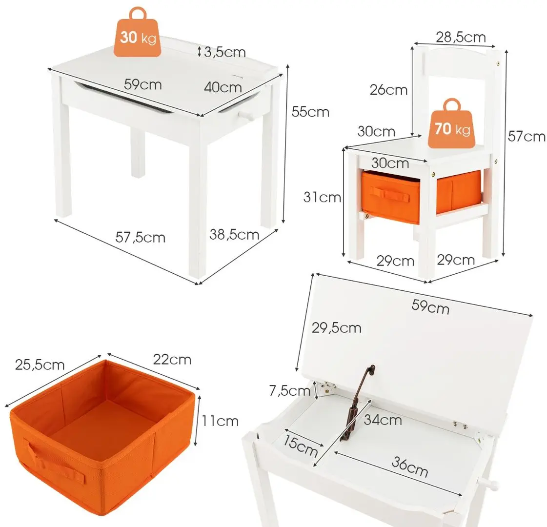 Set masa+scaun Costway HY10077WH (White)