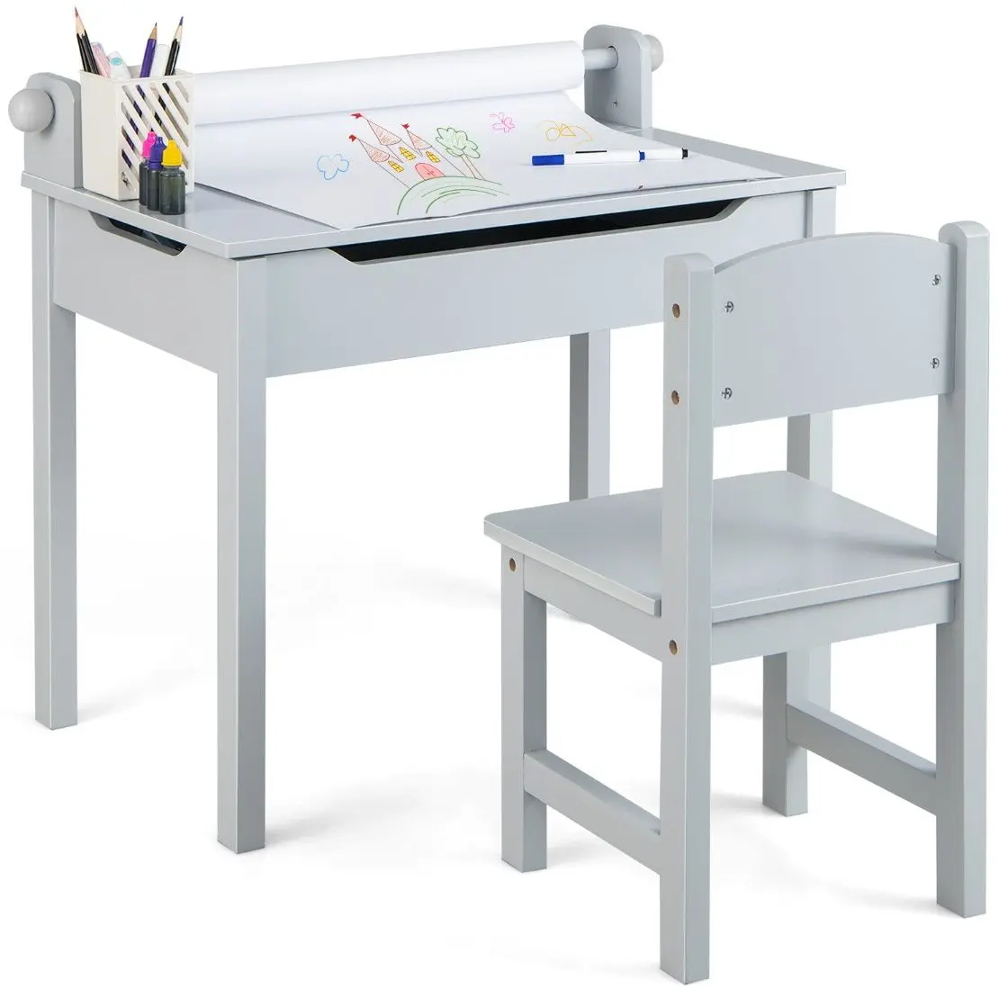 Набор стол + стульчик Costway HY10125GR (Grey)