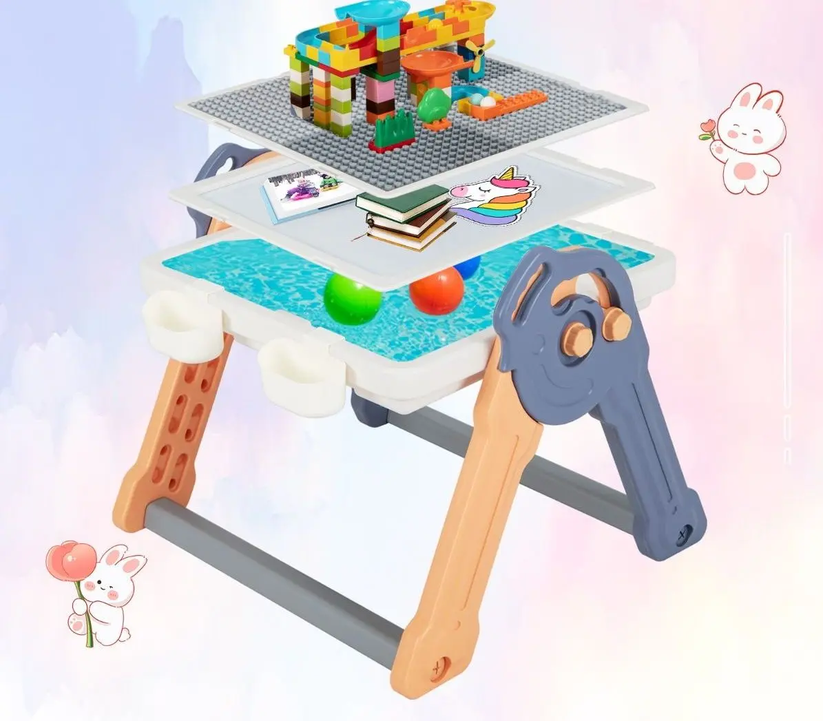 Набор стол + стульчик Costway TM10071 (Blue/Orange)