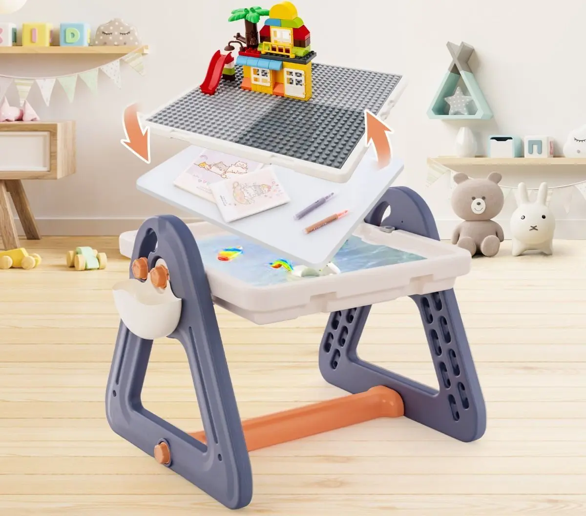 Set masa + scaun Costway TM10072 (Blue/Orange)