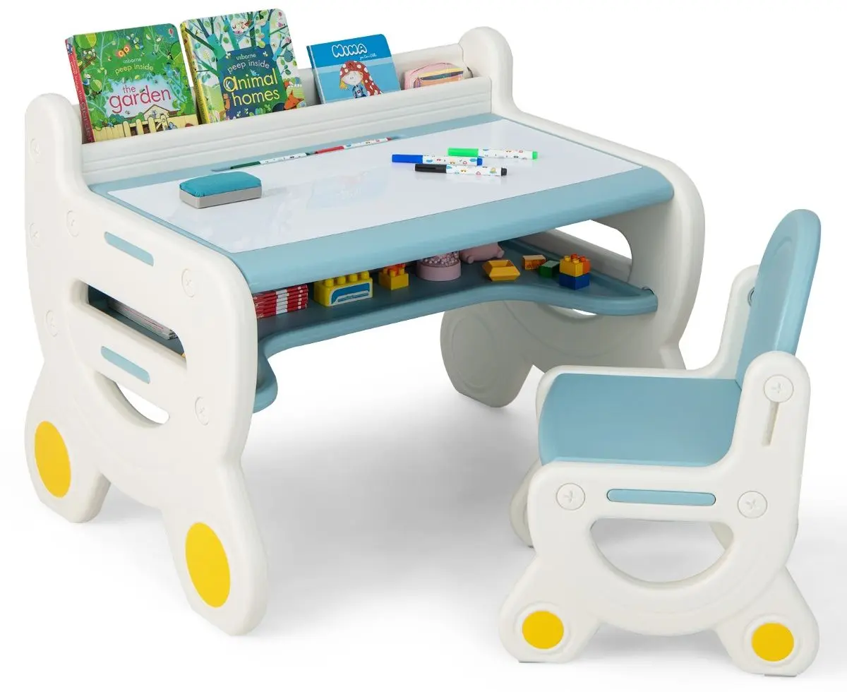 Set masa+scaun Costway TP10119BL (White/Blue)