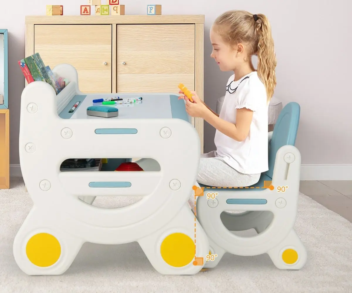 Set masa+scaun Costway TP10119BL (White/Blue)