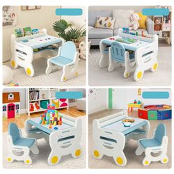 Set masa+scaun Costway TP10119BL (White/Blue) Thumb