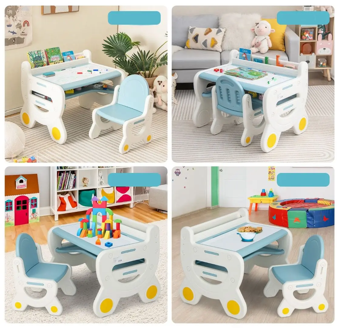 Set masa+scaun Costway TP10119BL (White/Blue)