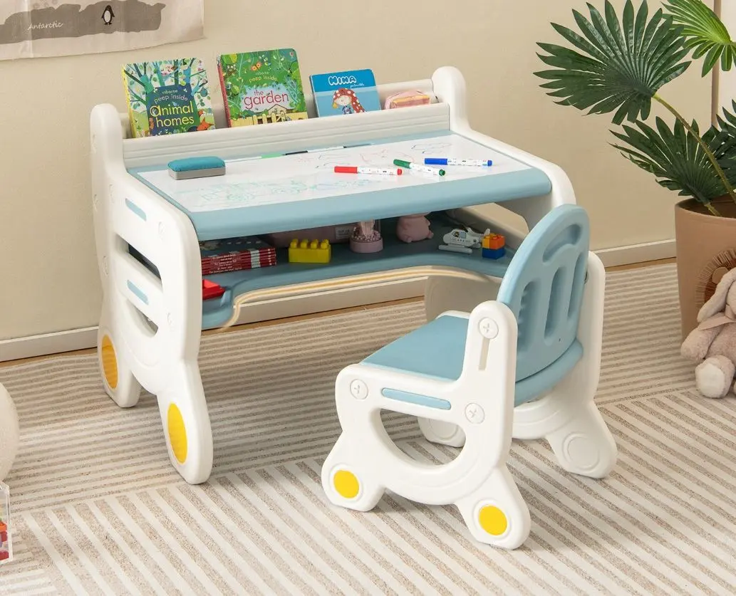 Set masa+scaun Costway TP10119BL (White/Blue)