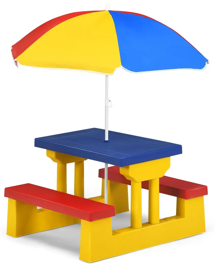 Столик с лавочками Costway OP70475CL (Yellow/Blue) - 10