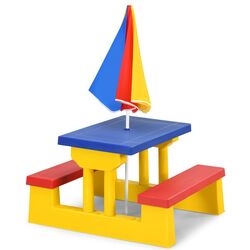 Столик с лавочками Costway OP70475CL (Yellow/Blue) Thumb