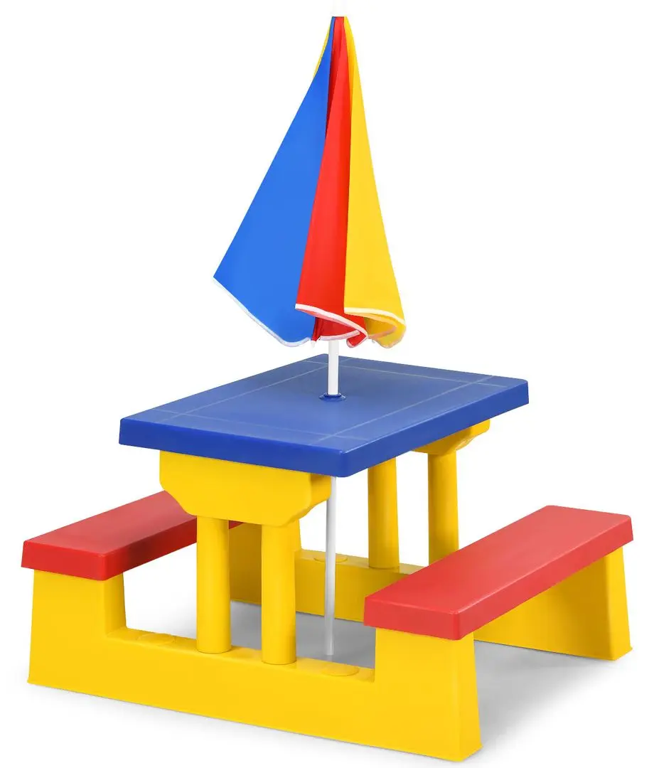 Столик с лавочками Costway OP70475CL (Yellow/Blue) - 9