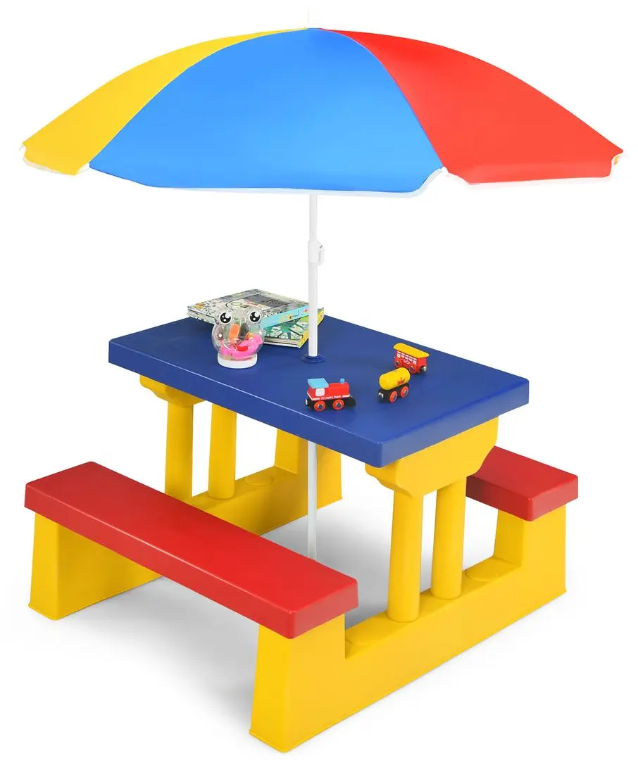 Столик с лавочками Costway OP70475CL (Yellow/Blue) - 7