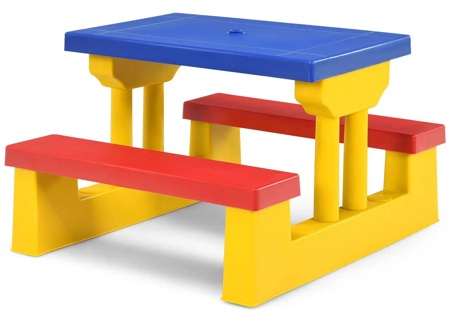 Столик с лавочками Costway OP70475CL (Yellow/Blue) - 6