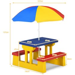 Столик с лавочками Costway OP70475CL (Yellow/Blue) Thumb