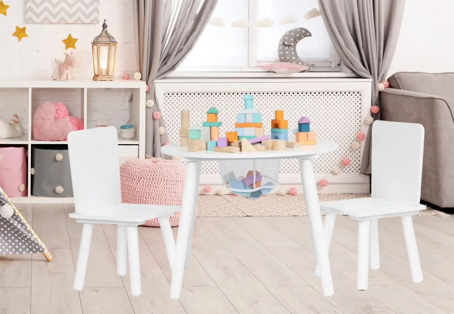 Набор стол+2 стульчика Ecotoys WH135 (White)