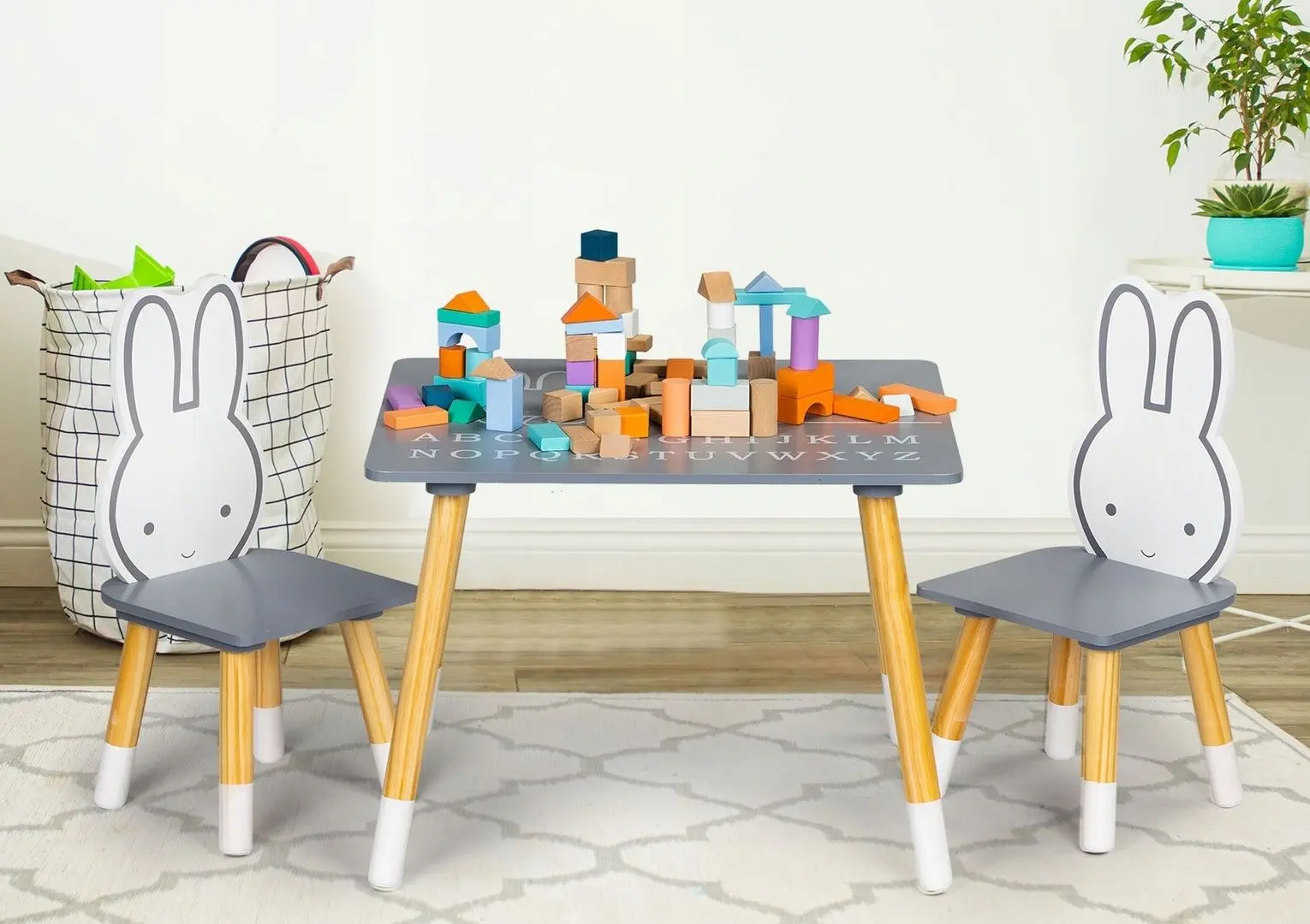 Set masa+2 scaune Ecotoys WH141 (Grey/White)