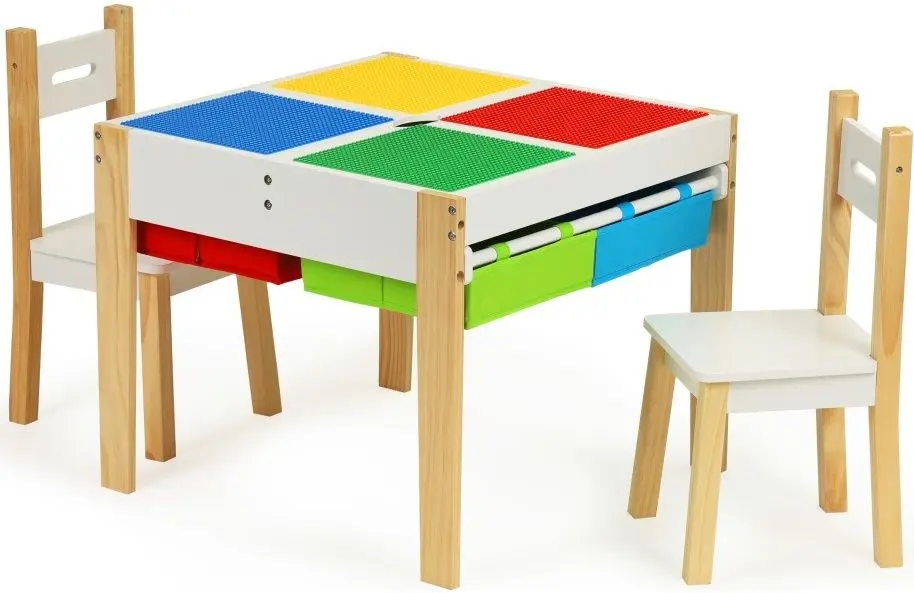 Set masa+2 scaune Ecotoys XKF002 (White/Natural)