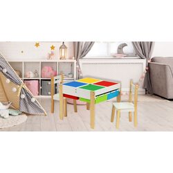 Set masa+2 scaune Ecotoys XKF002 (White/Natural)