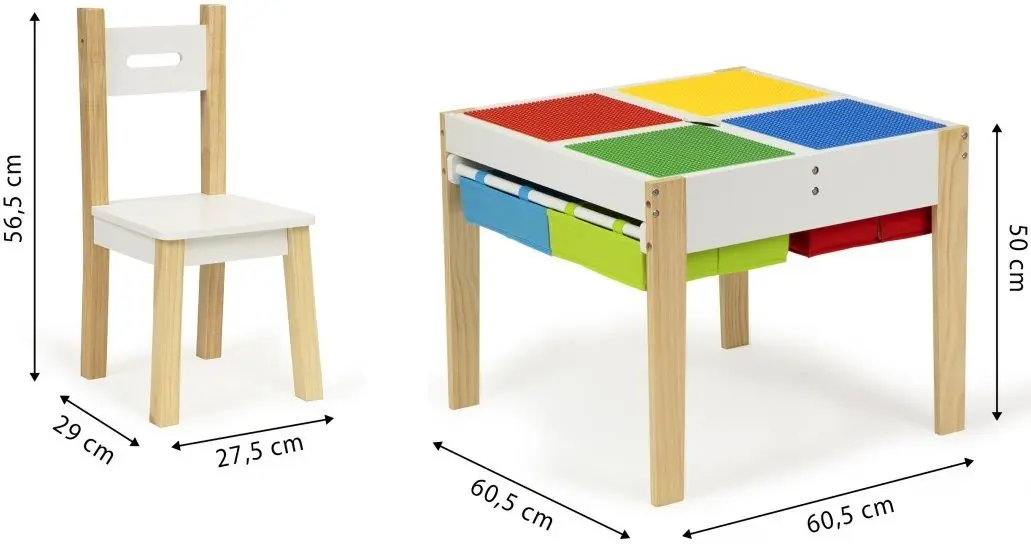 Set masa+2 scaune Ecotoys XKF002 (White/Natural)