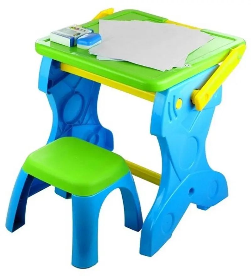 Set masa+scaun 2in1 LeanToys Learning Table 3292 (Blue/Green)
