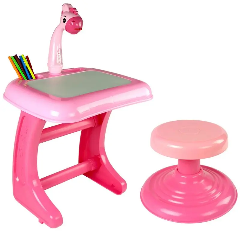 Set masa cu proiector+scaun LeanToys Children's Happy Painting 9499 (Pink)