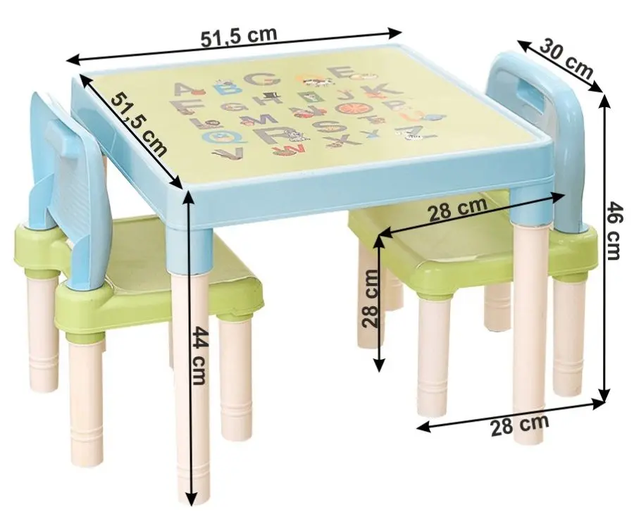 Набор стол+2 стульчика Mobhaus Balto (Blue/Green/White)