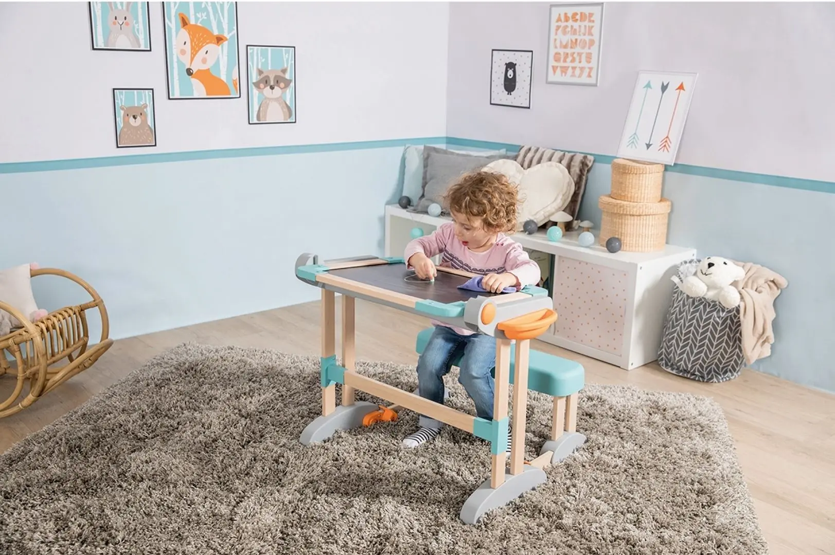 Парта со скамьей Smoby Modulo Space Desk (White/Blue)