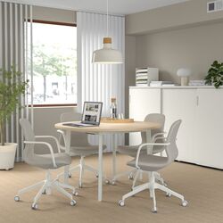 Стол для конференций Ikea Mittzon 120x75 (Березовый шпон/Белый)