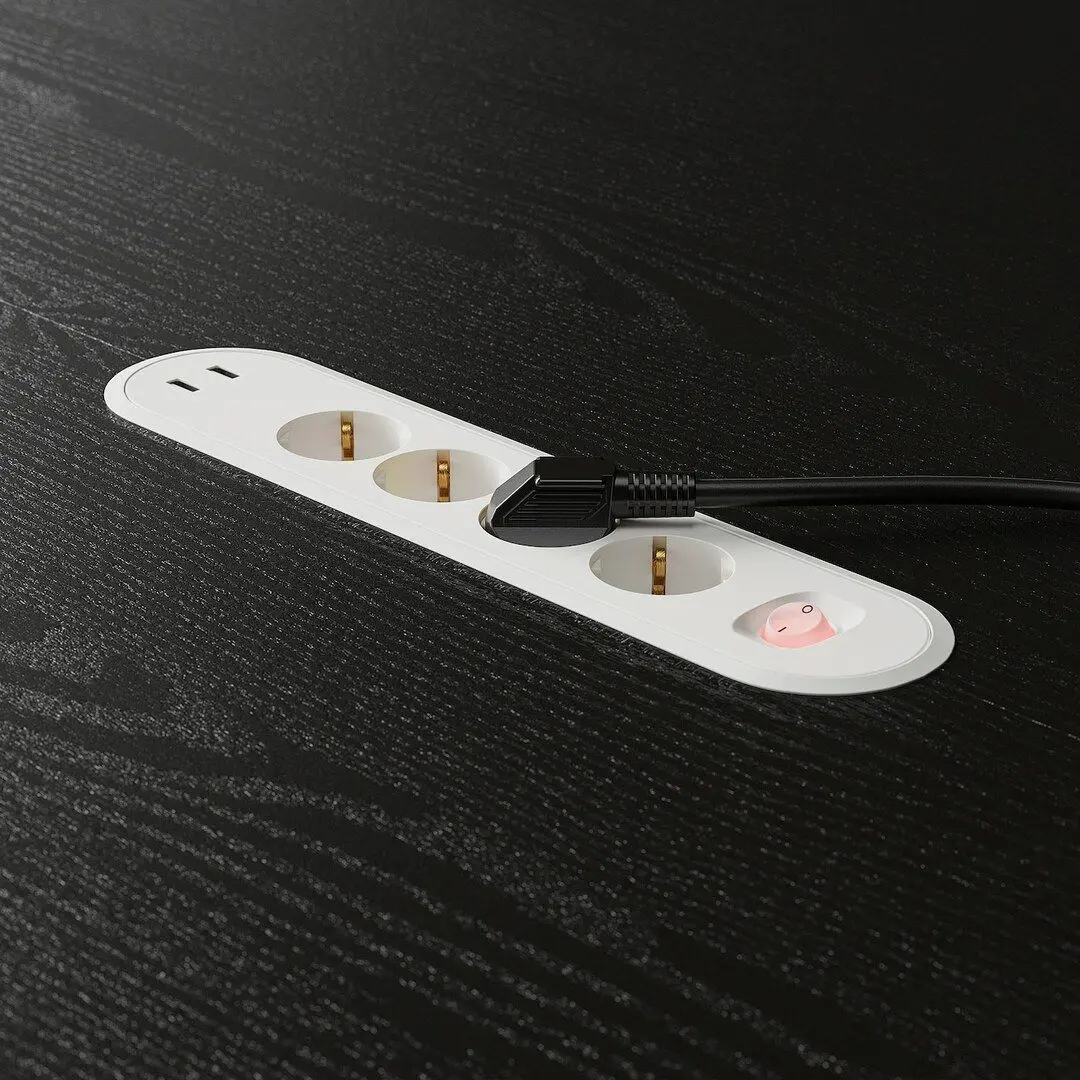 Masa pentru conferinte Ikea Mittzon 120x75 (Furnir Frasin/Vopsit Negru/Alb)