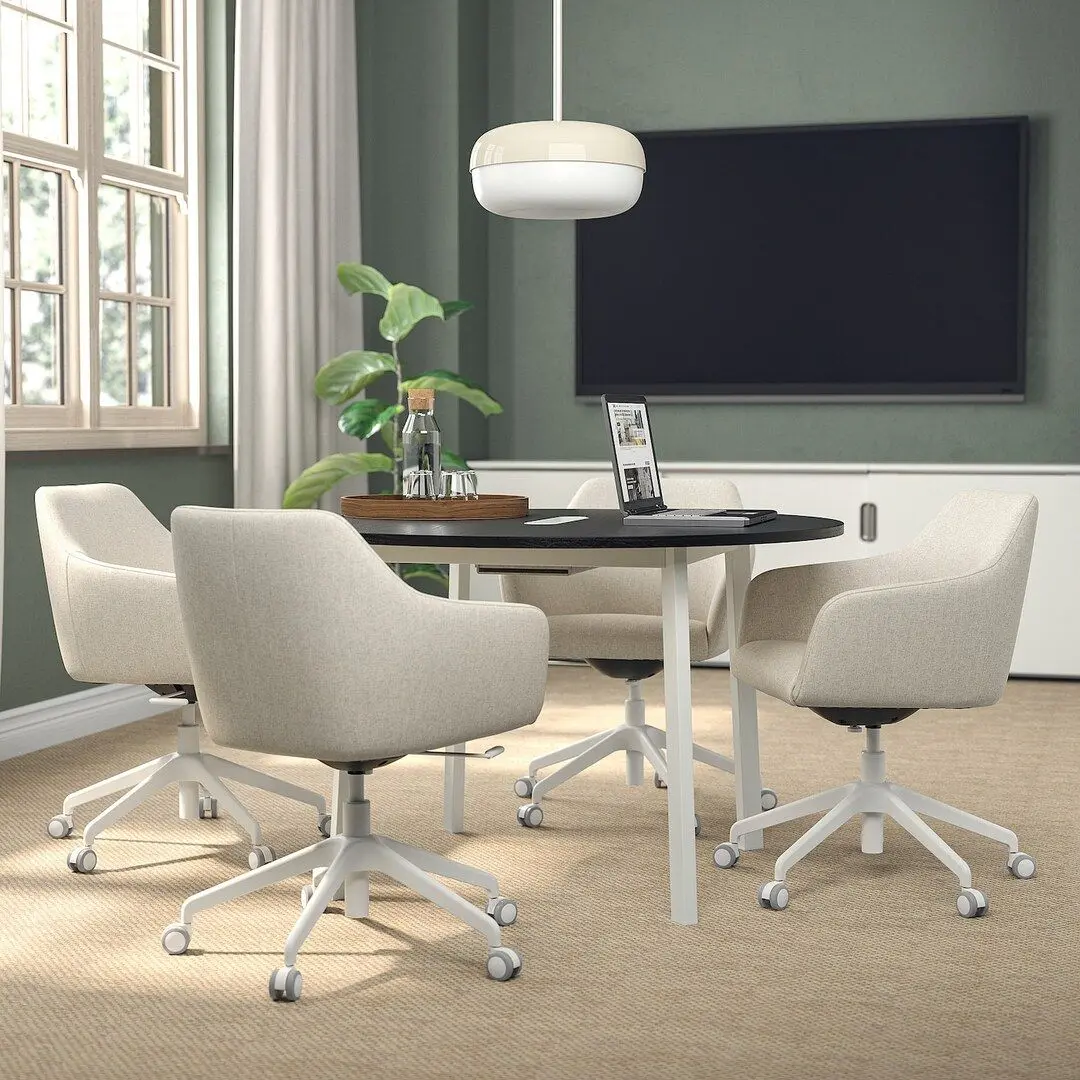 Masa pentru conferinte Ikea Mittzon 120x75 (Furnir Frasin/Vopsit Negru/Alb)