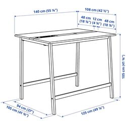 Masa pentru conferinte Ikea Mittzon 140x108x105 (Furnir Mesteacan/Negru) Thumb