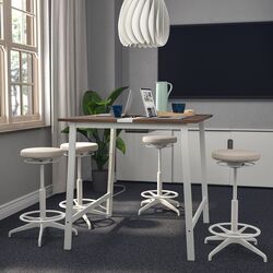 Стол для конференций Ikea Mittzon 140x108x105 (Ореховый шпон/Белый)
