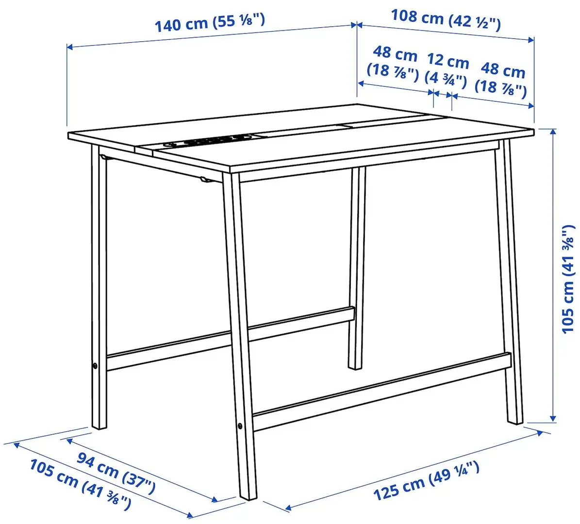 Стол для конференций Ikea Mittzon 140x108x105 (Ясеневый шпон/Черная Морилка/Белый)