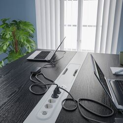 Стол для конференций Ikea Mittzon 140x108x105 (Ясеневый шпон/Черная Морилка/Белый) Thumb