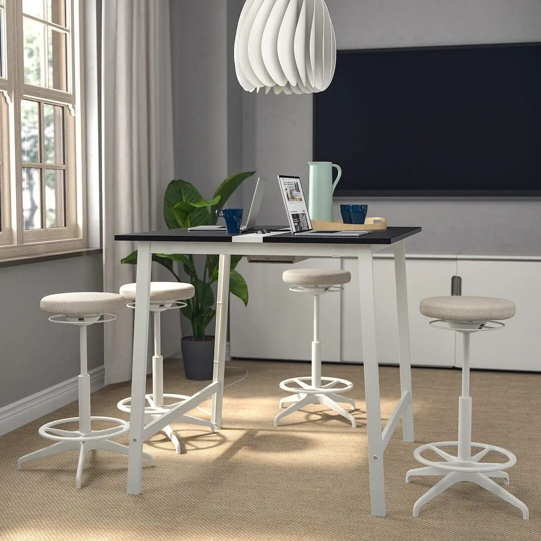 Стол для конференций Ikea Mittzon 140x108x105 (Ясеневый шпон/Черная Морилка/Белый)