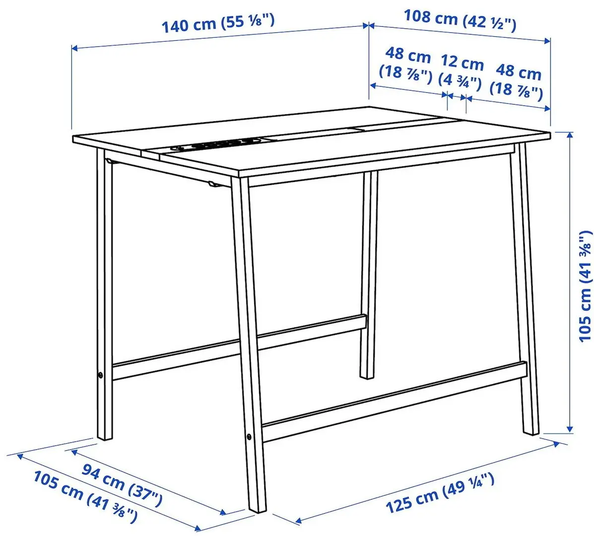 Masa pentru conferinte Ikea Mittzon 140x108x105 (Furnir frasin/Negru vopsit/Negru)
