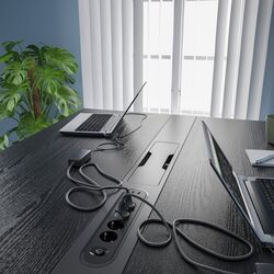 Masa pentru conferinte Ikea Mittzon 140x108x105 (Furnir frasin/Negru vopsit/Negru) Thumb