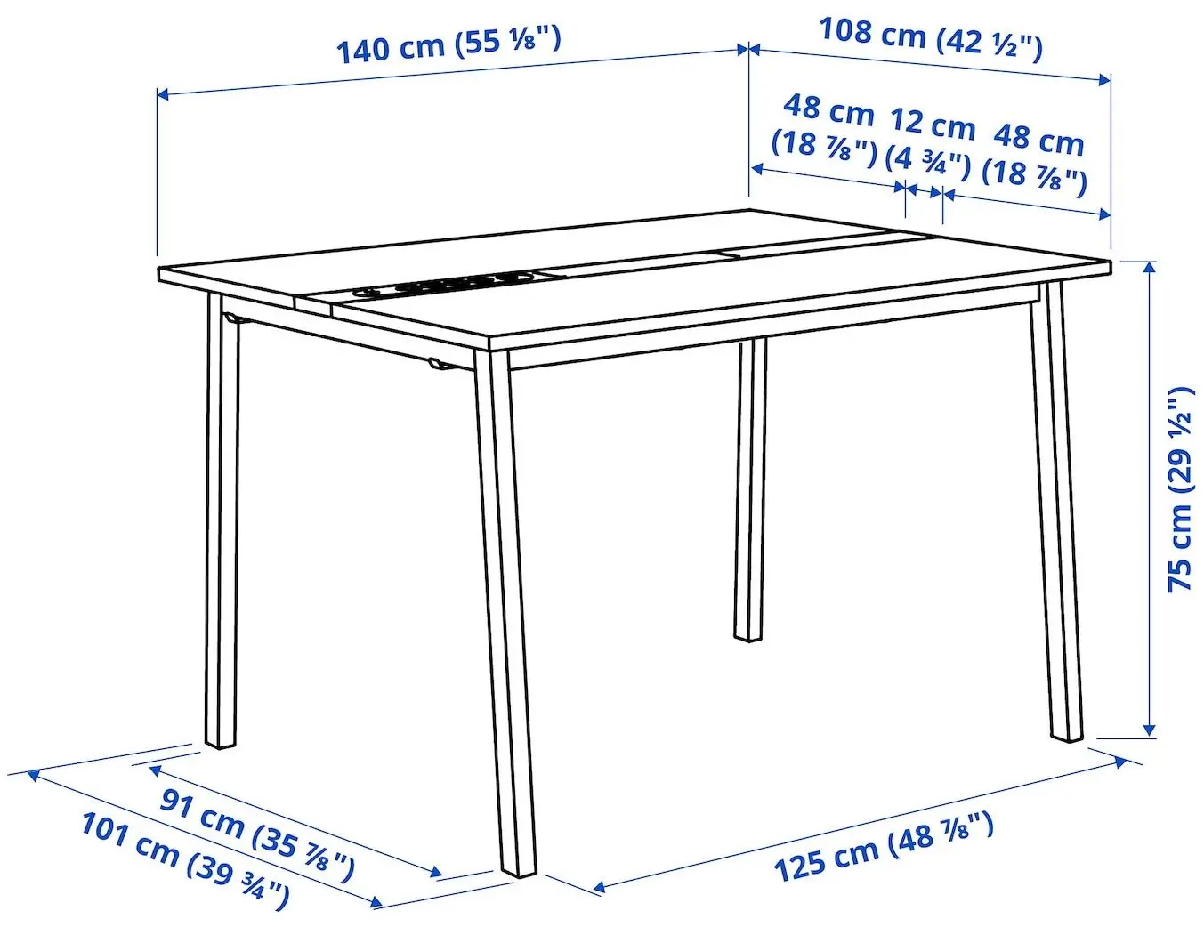 Masa pentru conferinte Ikea Mittzon 140x108x75 (Alb/Negru)