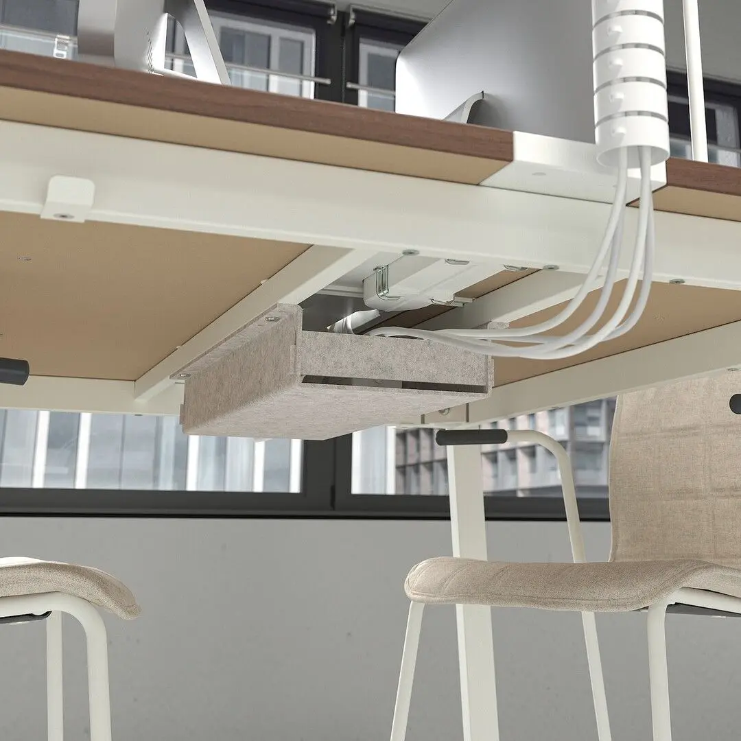 Masa pentru conferinte Ikea Mittzon 140x108x75 (Furnir nuc/Alb)