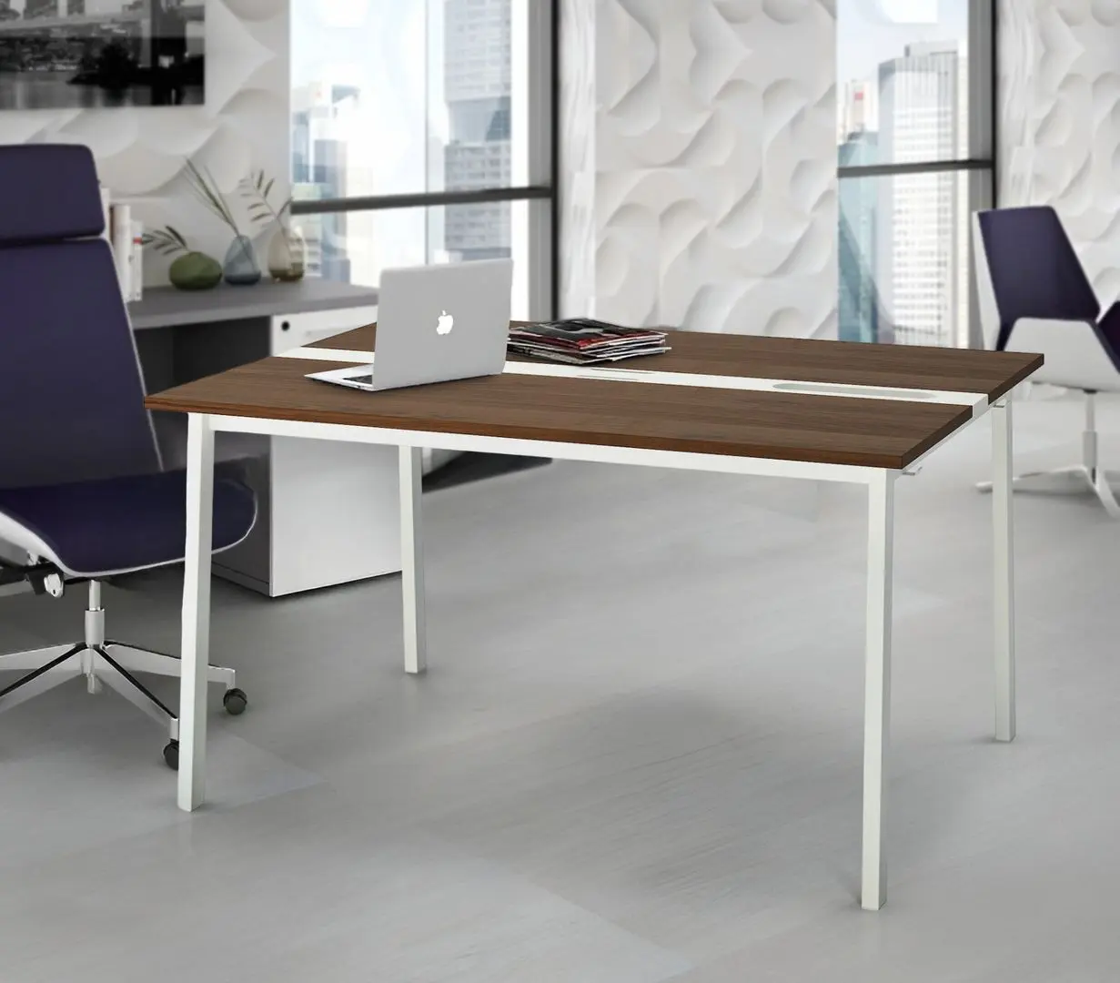 Masa pentru conferinte Ikea Mittzon 140x108x75 (Furnir nuc/Alb)