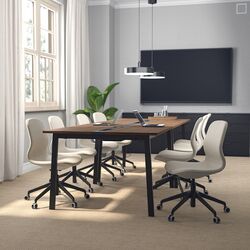 Masa pentru conferinte Ikea Mittzon 140x108x75 (Furnir nuc/Negru) Thumb