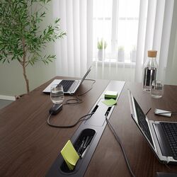 Masa pentru conferinte Ikea Mittzon 140x108x75 (Furnir nuc/Negru) Thumb