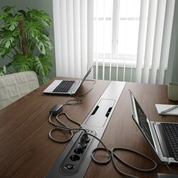 Masa pentru conferinte Ikea Mittzon 140x108x75 (Furnir nuc/Negru) Thumb